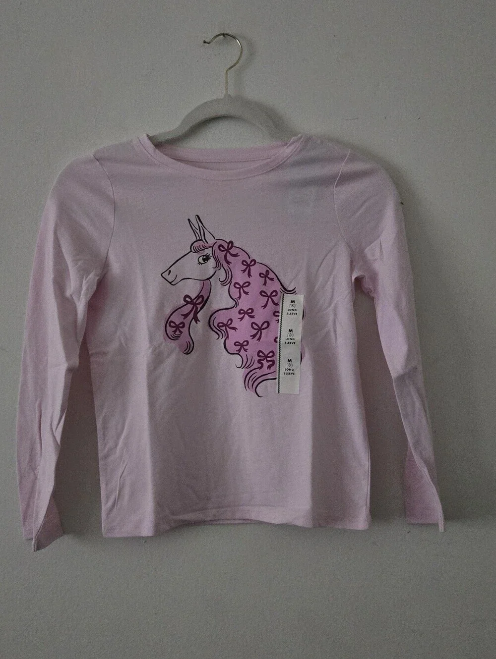 NWT Cat & Jack Girls Pink Unicorn Long Sleeve Tee M (8)